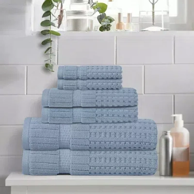 Home Weavers Inc Willow Collection 630gsm 100% Cotton Zero Twist Super Absorbent 6-pc. Quick Dry Bath Towel Set In Blue