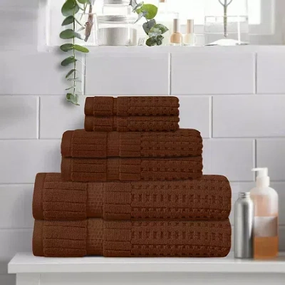 Home Weavers Inc Willow Collection 630gsm 100% Cotton Zero Twist Super Absorbent 6-pc. Quick Dry Bath Towel Set In Brown