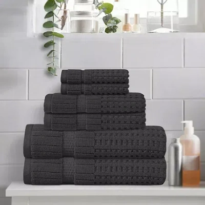 Home Weavers Inc Willow Collection 630gsm 100% Cotton Zero Twist Super Absorbent 6-pc. Quick Dry Bath Towel Set In Gray