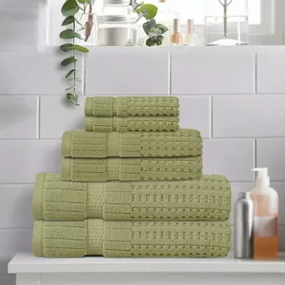 Home Weavers Inc Willow Collection 630gsm 100% Cotton Zero Twist Super Absorbent 6-pc. Quick Dry Bath Towel Set In Green