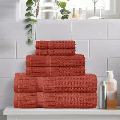 Home Weavers Inc Willow Collection 630gsm 100% Cotton Zero Twist Super Absorbent 6-pc. Quick Dry Bath Towel Set In Orange