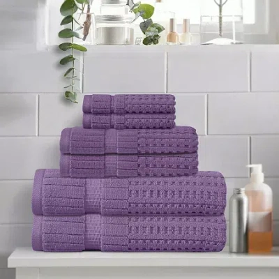 Home Weavers Inc Willow Collection 630gsm 100% Cotton Zero Twist Super Absorbent 6-pc. Quick Dry Bath Towel Set In Purple