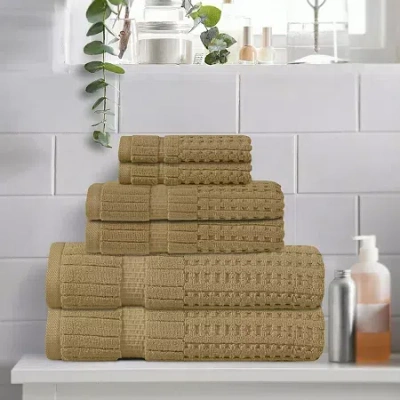 Home Weavers Inc Willow Collection 630gsm 100% Cotton Zero Twist Super Absorbent 6-pc. Quick Dry Bath Towel Set In Sand