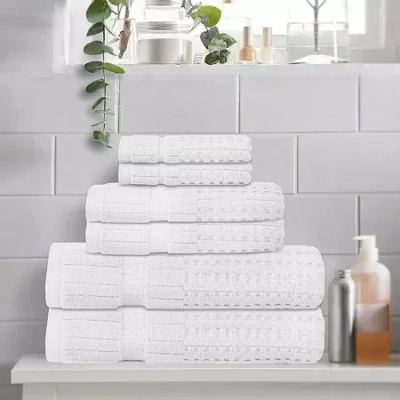 Home Weavers Inc Willow Collection 630gsm 100% Cotton Zero Twist Super Absorbent 6-pc. Quick Dry Bath Towel Set In White