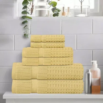 Home Weavers Inc Willow Collection 630gsm 100% Cotton Zero Twist Super Absorbent 6-pc. Quick Dry Bath Towel Set In Yellow