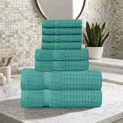 Home Weavers Inc Willow Collection 630gsm 100% Cotton Zero Twist Super Absorbent 8-pc. Quick Dry Bath Towel Set In Blue