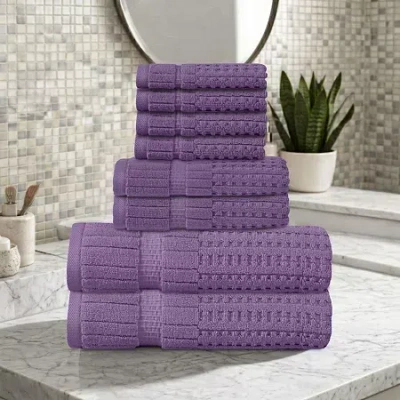 Home Weavers Inc Willow Collection 630gsm 100% Cotton Zero Twist Super Absorbent 8-pc. Quick Dry Bath Towel Set In Purple