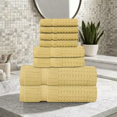 Home Weavers Inc Willow Collection 630gsm 100% Cotton Zero Twist Super Absorbent 8-pc. Quick Dry Bath Towel Set In Yellow
