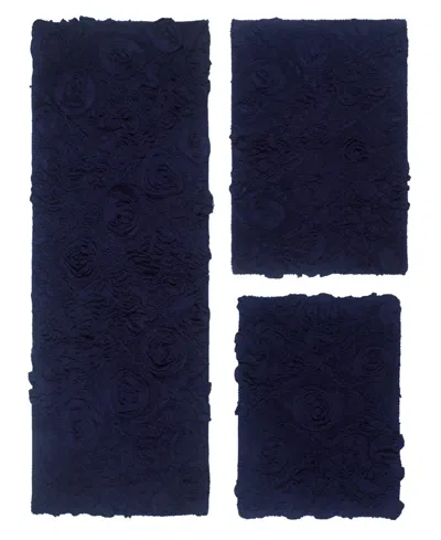 Home Weavers Modesto 3-pc. Bath Rug Set In Navy Blue