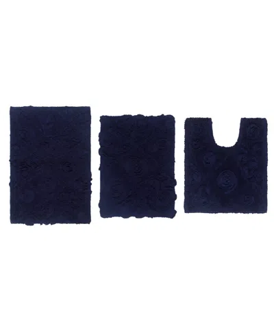Home Weavers Modesto 3-pc. Bath Rug Set In Navy Blue