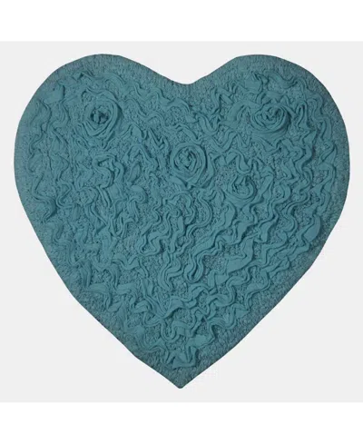Home Weavers Modesto Heart Shaped Bath Rug, 25" X 25" In Turquoise