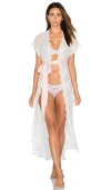 Homebodii Farrah Long Lace Robe In Ivory