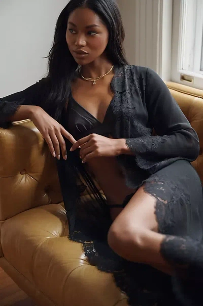 Homebodii Helena Lace Robe In Black