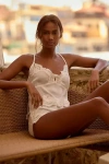 Homebodii Valentina Lace Cami & Shorts Set In White