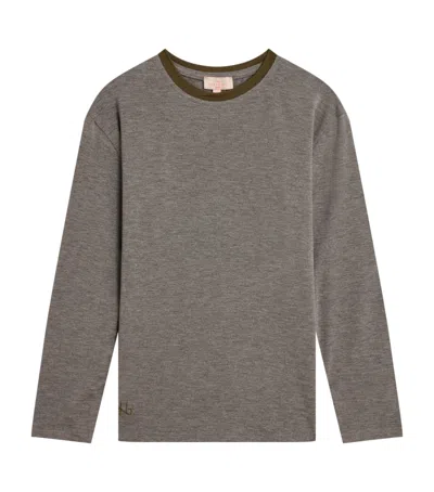 Homebody Kids' Contrast-trim Long-sleeve T-shirt In Gray