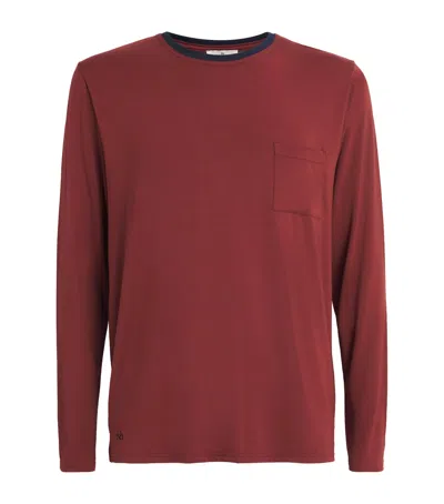 Homebody Contrast Trim Lounge T-shirt In Burgundy