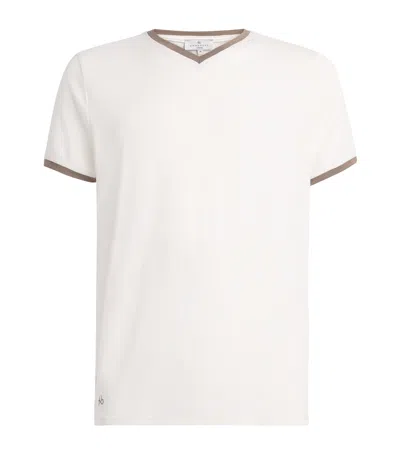 Homebody Contrast Trim V-neck Lounge T-shirt In White