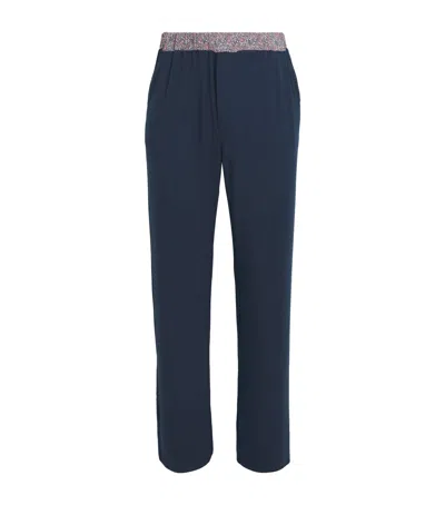 Homebody Contrast Waist Pyjama Trousers In Navy