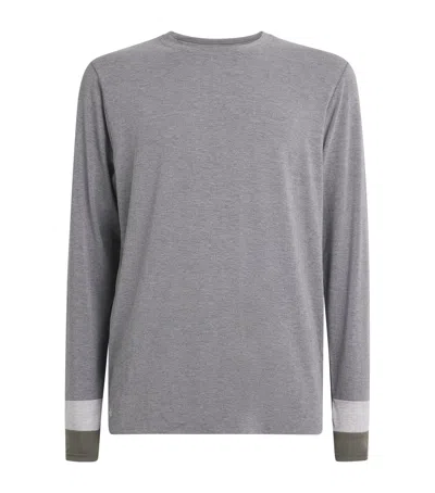 Homebody Duo-panel Long-sleeve T-shirt In Gray