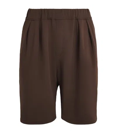 Homebody Jersey Snuggle Shorts In Brown