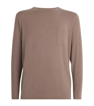 Homebody Long-sleeve Lounge T-shirt In Brown