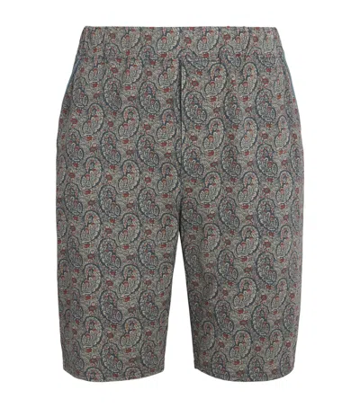 Homebody Stretch-modal Paisley Pyjama Shorts In Gray