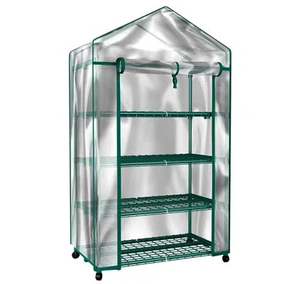 Home-complete 4 Tier Mini Greenhouse - Portable Greenhouse With Locking Wheels And Pvc Cover For Indoor Or Outdoor In Clear