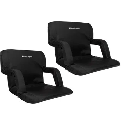 Home-complete Folding Stadium Seat-bleacher Cushion With Padded Back Support, 6 Reclining Positions In Black