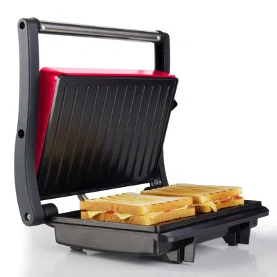 Home-complete Panini Press Sandwich Maker And Electric Indoor Grill With Nonstick Plates - Countertop Sandwich Pre In Red