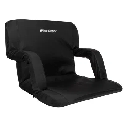 Home-complete Stadium Chair - Padded Seat With Back Support, Armrests, Recline, Portable Straps In Black
