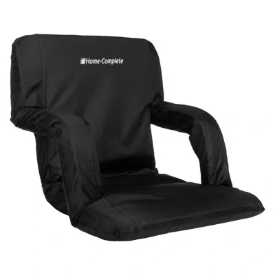 Home-complete Stadium Seat Chair - Bleacher Cushion With Padded Back Support Armrests 6 Reclining Position In Black