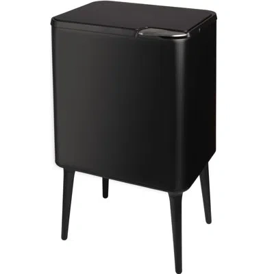 Home-complete Trash Can - 8.7-gallon Trash Can With Lid, Removable Legs, And 3l Recycling/compost Bin - Odor-resis In Black