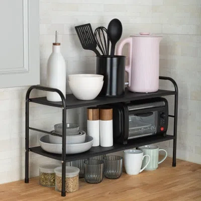 Home-complete Under Sink Organizer - 2 Tier Adjustable Shelf Organizer With 8 Removable Panels - Kitchen Or Bathro In Black