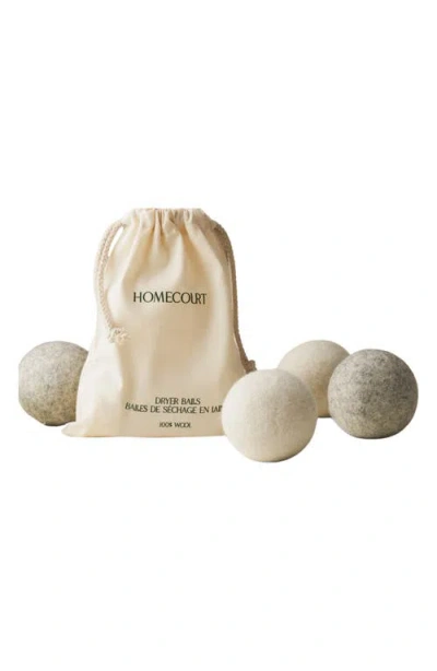 Homecourt Set Of 4 Wool Dryer Balls In Neutral