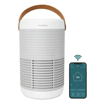 Homedics Smart True Hepa Tower Air Purifier For Medium-sized Rooms | Wi-fi Enabled | Covers Up To 1,005 Sq. F In White