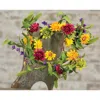 Homegifo 12" Mixed Prairie Daisy Wreath