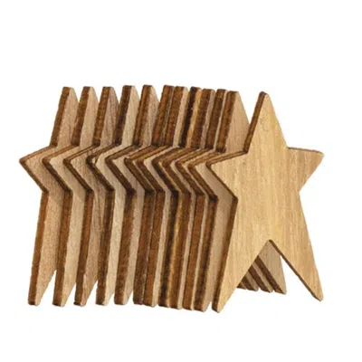 Homegifo 12/pkg Unfinished Wooden Primitive Stars 1.5" In Neutral