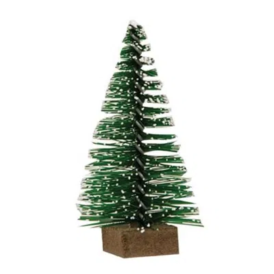 Homegifo *12/set Mini Snowy Bottle Brush Trees In Green