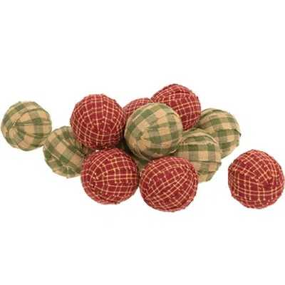 Homegifo 12/set Primitive Gingham Rag Balls In Blue