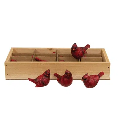 Homegifo 12/set Resin Cardinals In Crate In Neutral