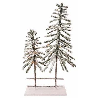 Homegifo 2 Flocked Trees With Led Lights In Multi