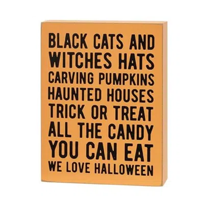 Homegifo 2/set Black Cats & Witches Hats Box Sign With Jack Easel In Orange
