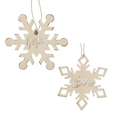 Homegifo *2/set Brr & Hope Snowflake Ornaments In Neutral