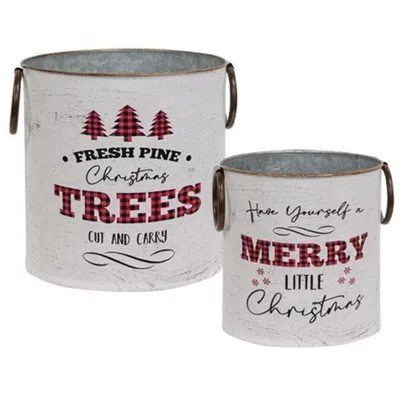 Homegifo 2/set Christmas Lodge Buckets In White