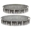 Homegifo 2/set Embossed Snowy Pine Oval Trays