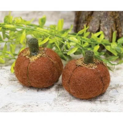 Homegifo 2/set Felt Mini Pumpkins In Brown