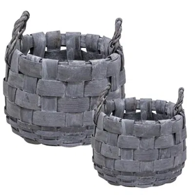 Homegifo 2/set Gray Gathering Baskets W/rope Handles In Blue