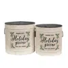 Homegifo 2/set Holiday Greens Distressed Metal Pails