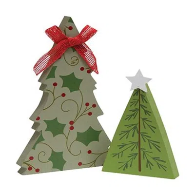 Homegifo 2/set Holly And Star Chunky Tree Sitters In Multi