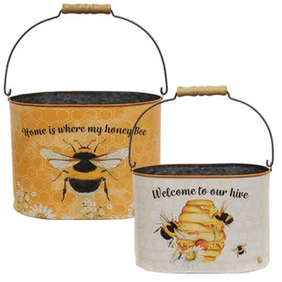 Homegifo 2/set Honey Bee Oval Buckets In Multi